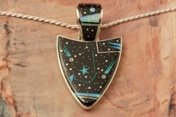 Calvin Begay Night Sky Sterling Silver Reversible Arrowhead Pendant